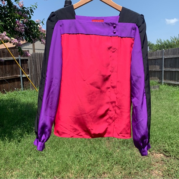 1970s colorblock blouse - Picture 5 of 11